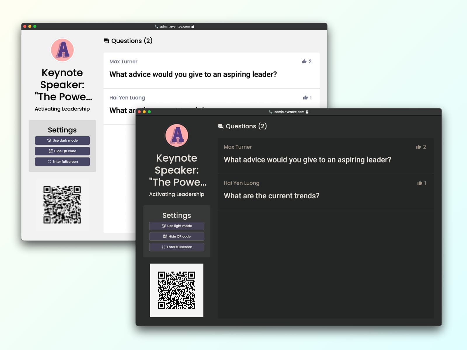 Dark mode for projecting Live questions and Live polling